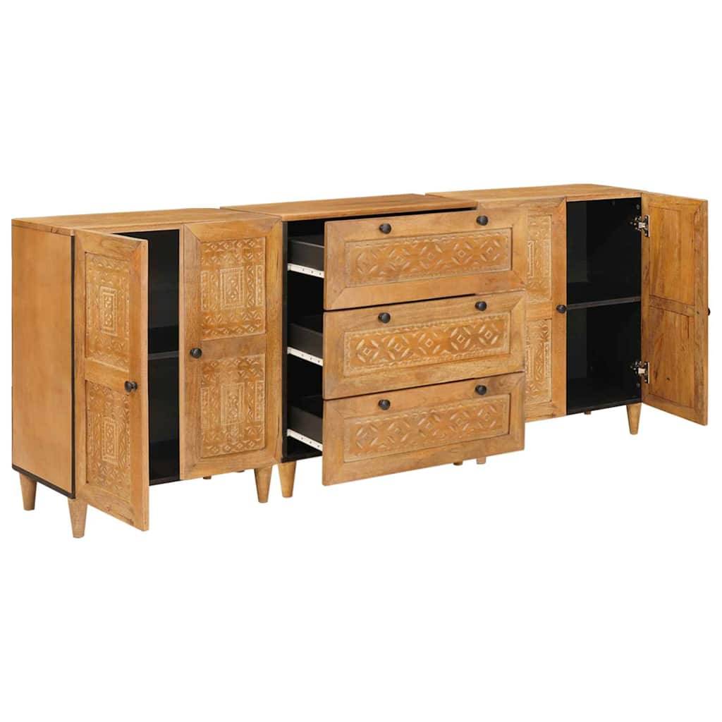 vidaXL Sideboard 3 pcs Braun 60 x 33 x 75 cm massives Mangoholz