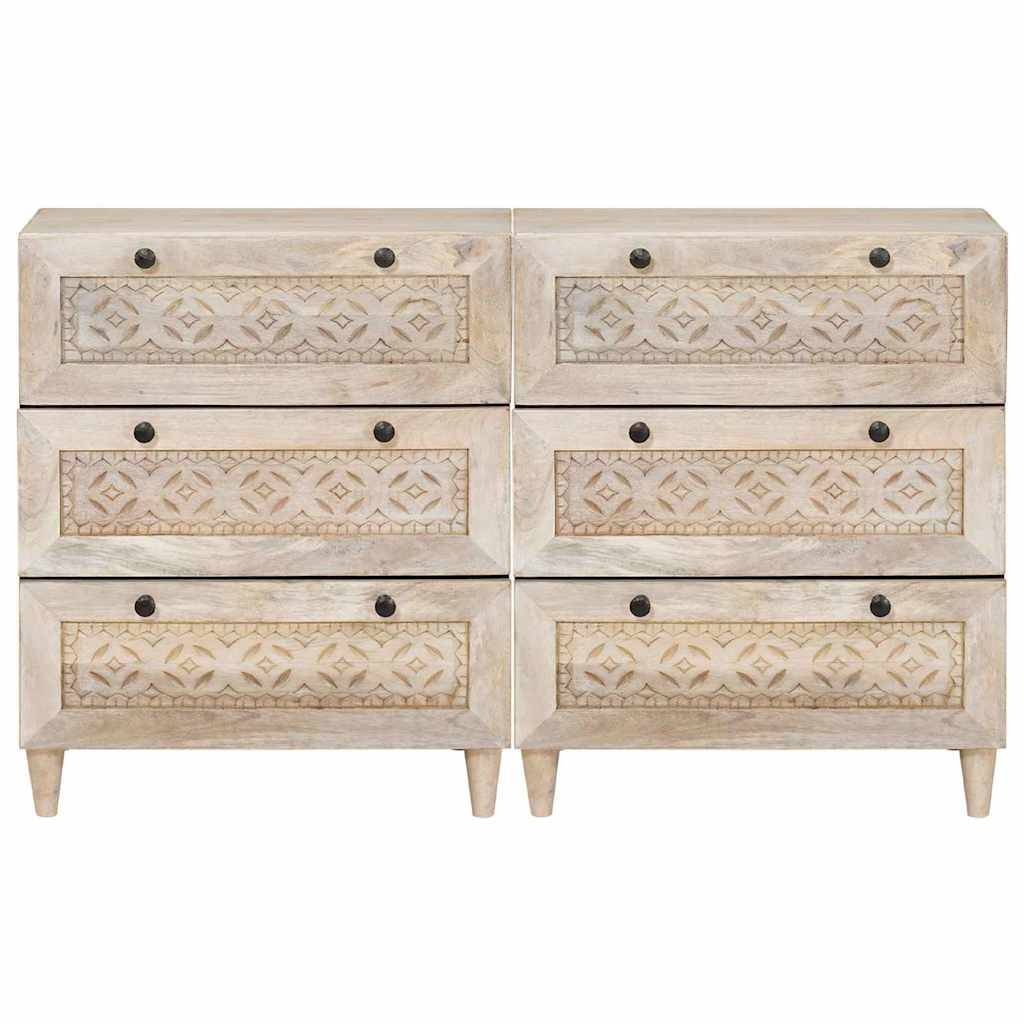 vidaXL Sideboard 2 pcs Weiß 60 x 33 x 75 cm massives Mangoholz