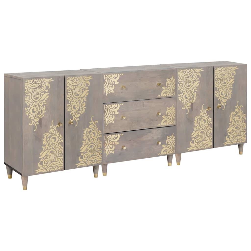 vidaXL Badezimmerschrank-Set 3 pcs Grau und Gold 180 x 33 x 75 cm