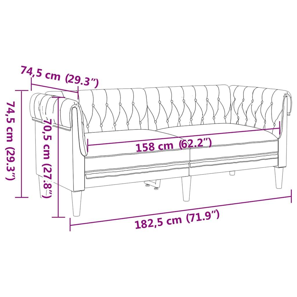 vidaXL Sofa Dunkelgrau 182,5 x 74,5 x 74,5 cm Polyester