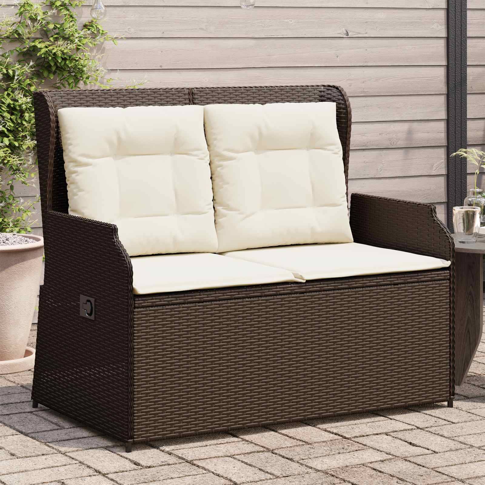 vidaXL Gartenbank Braun Poly-Rattan