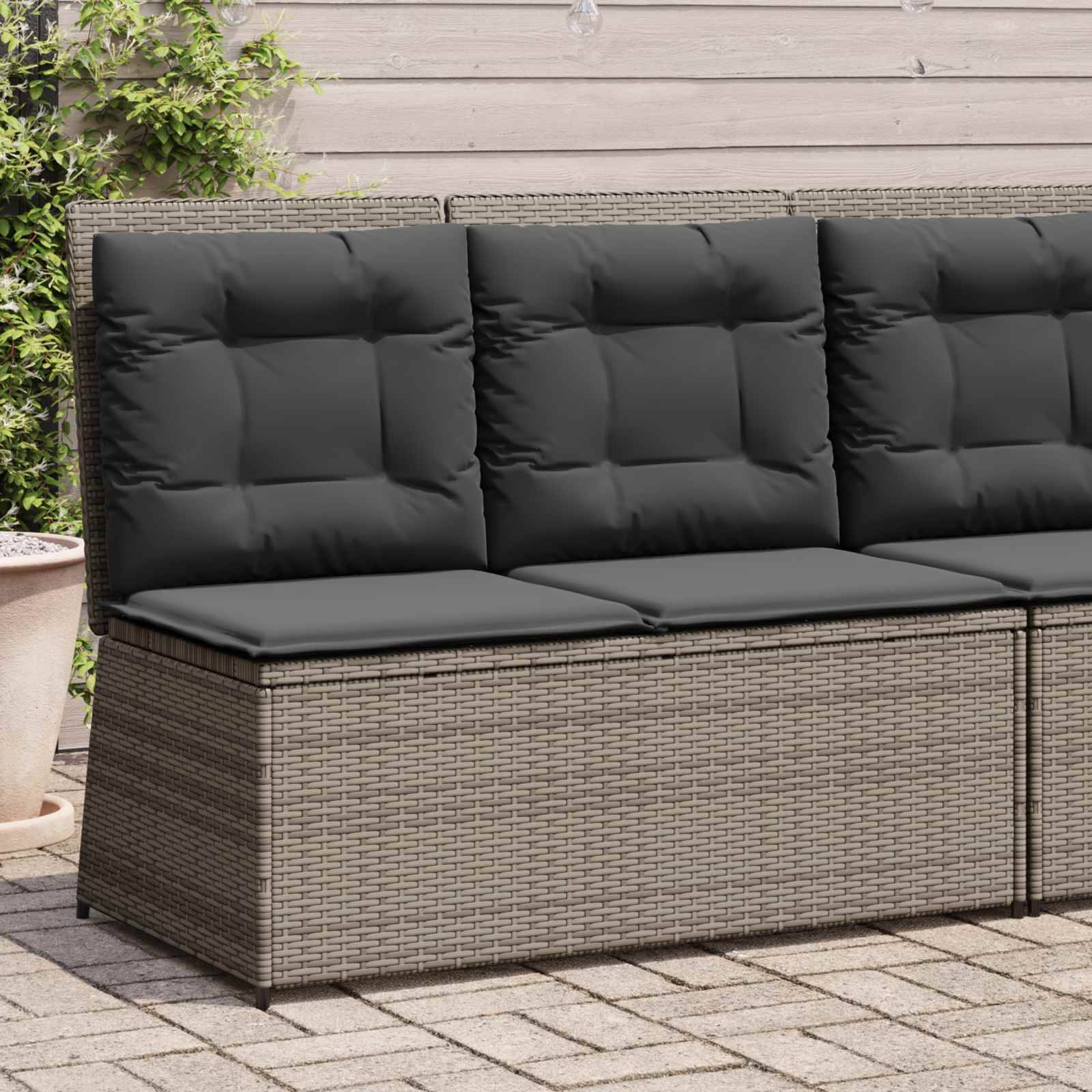 vidaXL Gartenbank Grau Poly-Rattan