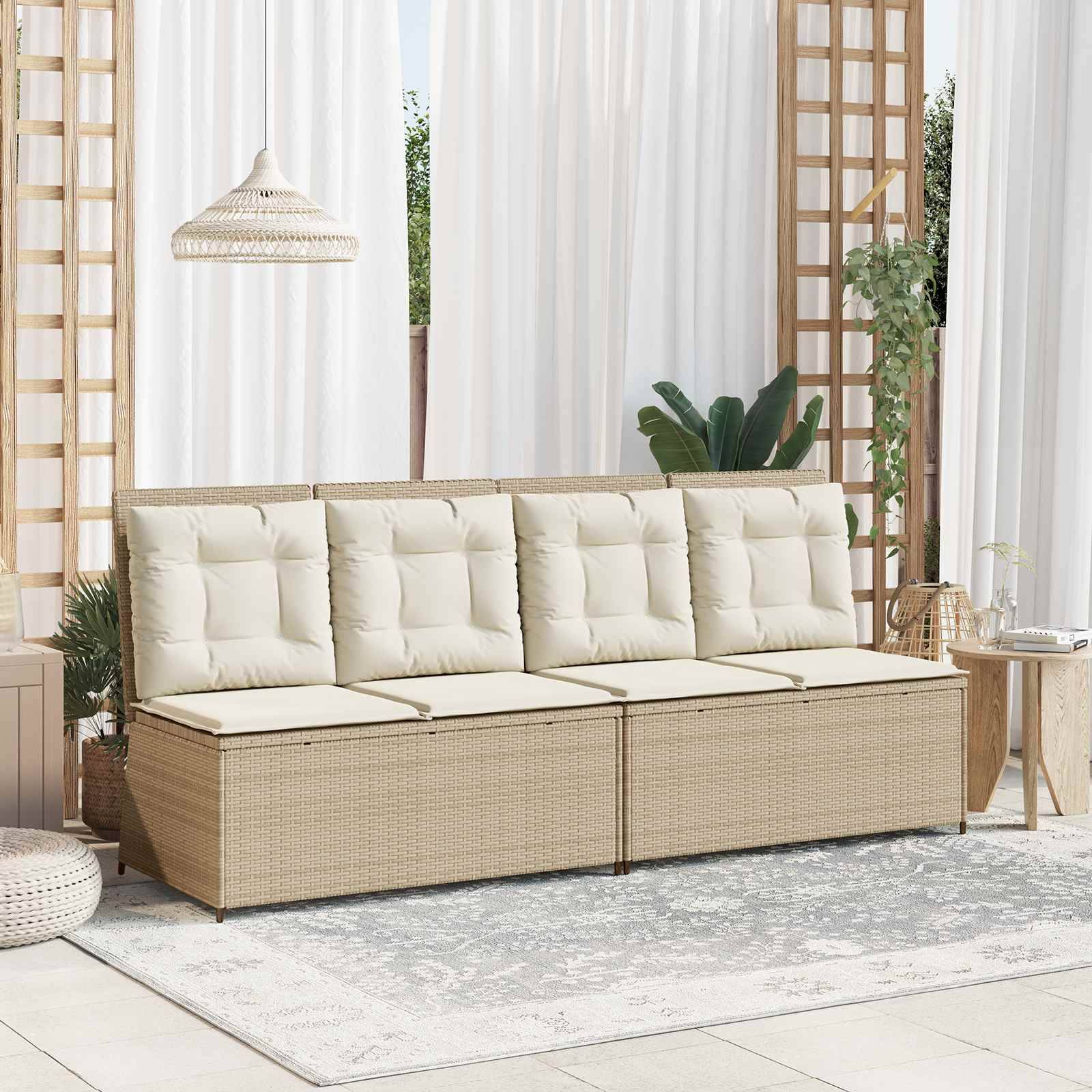 vidaXL Gartenbank Beige Poly-Rattan