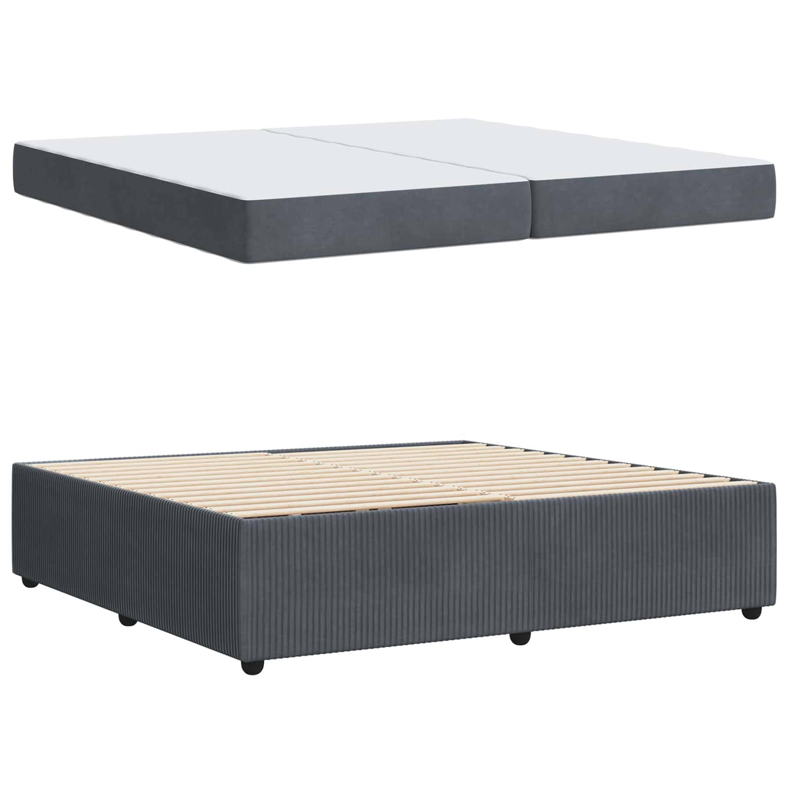 vidaXL Bettrahmen mit Matratze Dunkelgrau 200 x 200 cm Stoff
