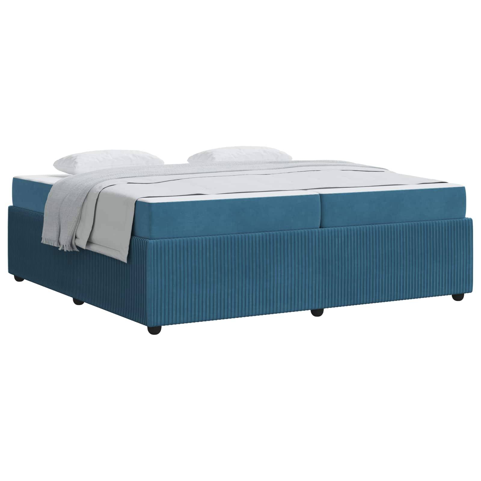 vidaXL Bettrahmen mit Matratze Blau 200 x 200 cm Stoff