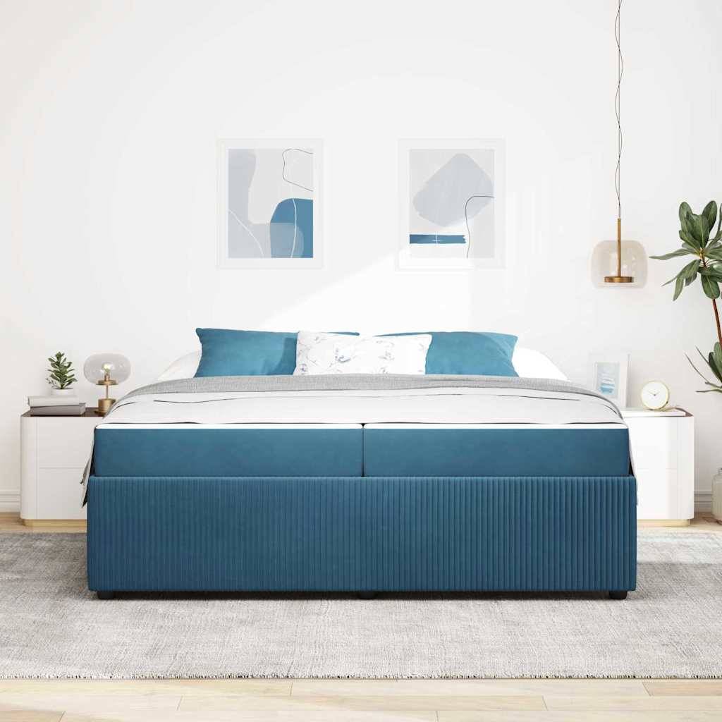 vidaXL Bettrahmen mit Matratze Blau 200 x 200 cm Stoff
