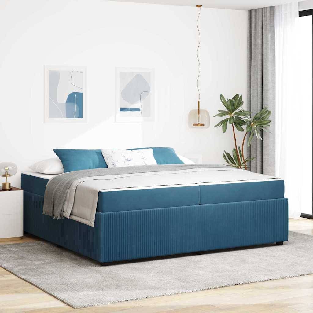 vidaXL Bettrahmen mit Matratze Blau 200 x 200 cm Stoff