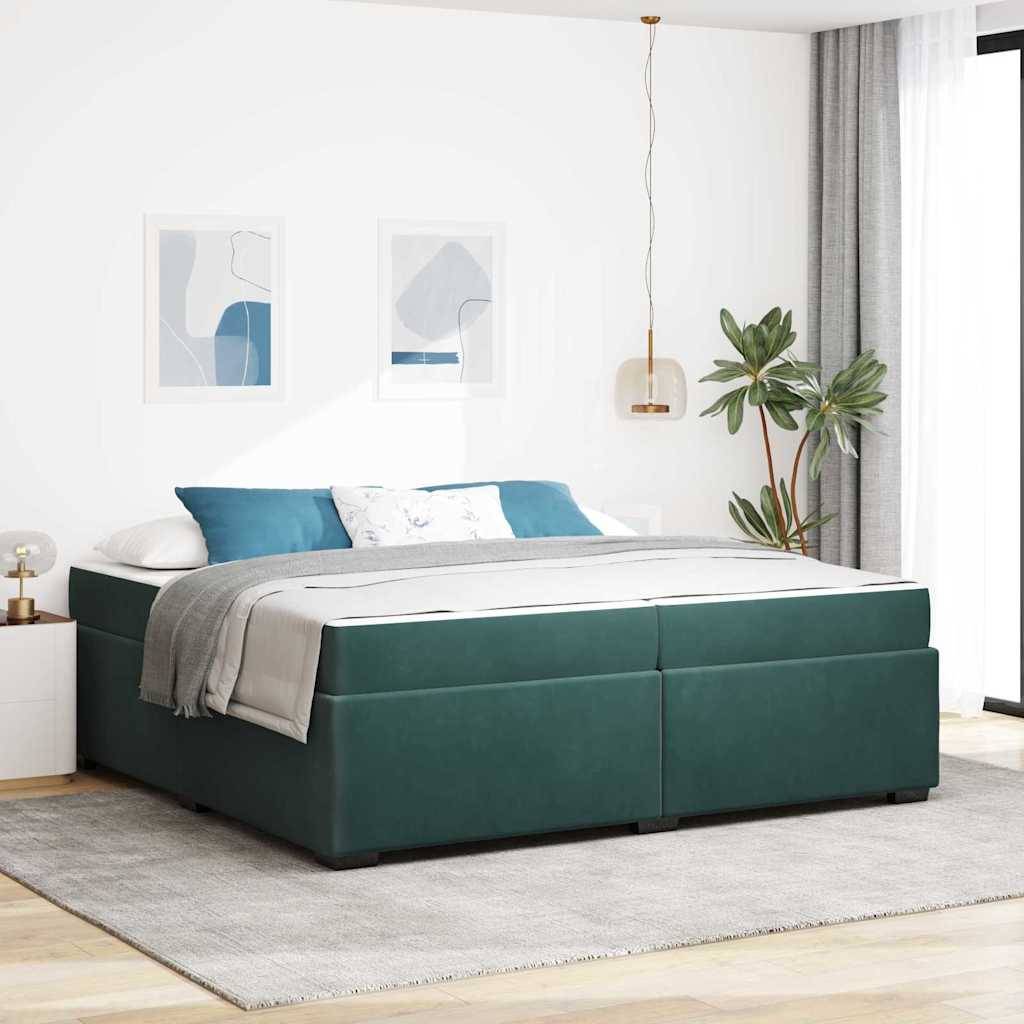 vidaXL Bettrahmen mit Matratze Dunkelgrün 200 x 200 cm Stoff
