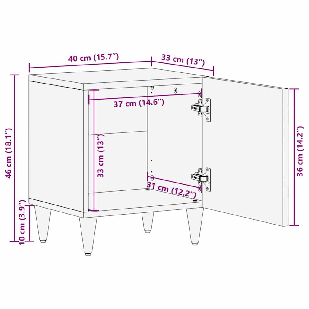 vidaXL Nachttisch mit Tür 2 pcs Schwarz 40 x 33 x 46 cm