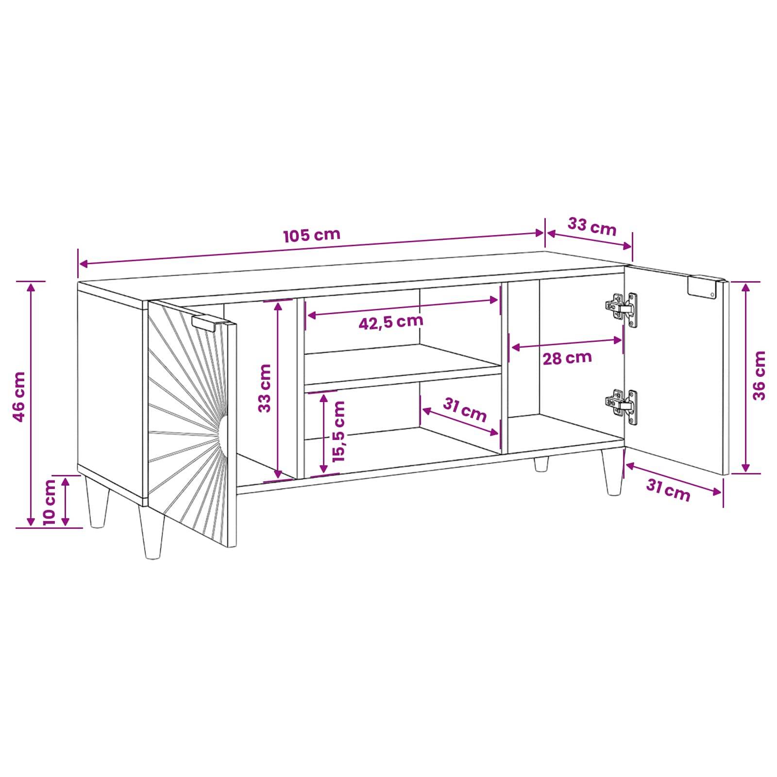 vidaXL TV-Schränk Schwarz und Gold 105 x 33 x 46 cm Holzwerkstoff