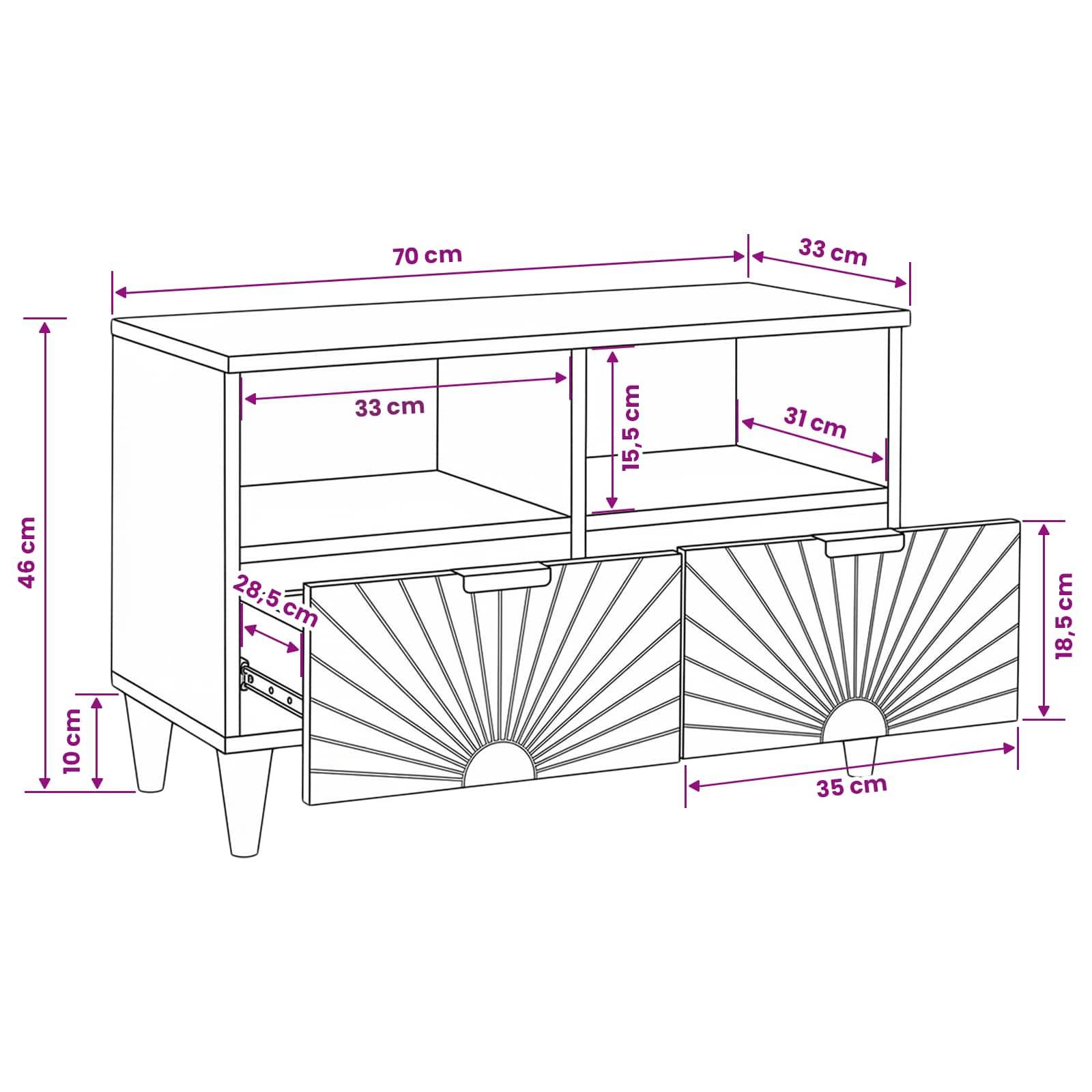 vidaXL TV-Schränk Schwarz und Gold 70 x 33 x 46 cm Holzwerkstoff
