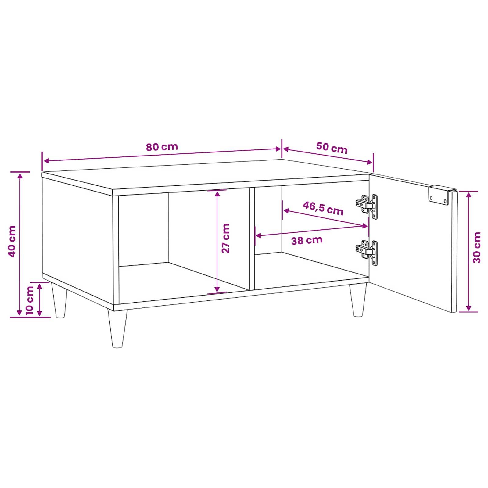 vidaXL Couchtisch Schwarz und Gold 80 x 50 x 40 cm Holzwerkstoff
