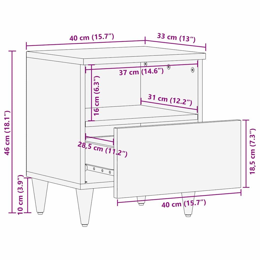 vidaXL Nachttisch 2 pcs Schwarz und Gold 40 x 33 x 46 cm