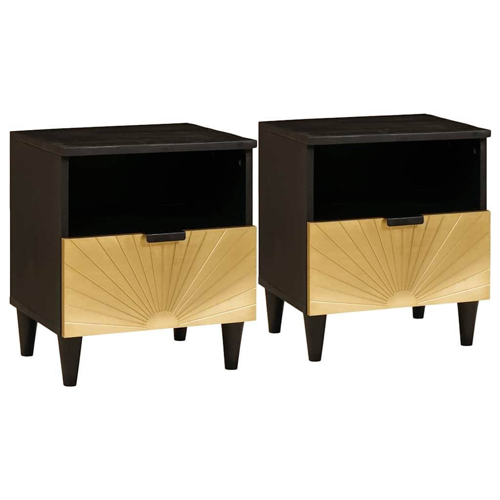 vidaXL Nachttisch 2 pcs Schwarz und Gold 40 x 33 x 46 cm
