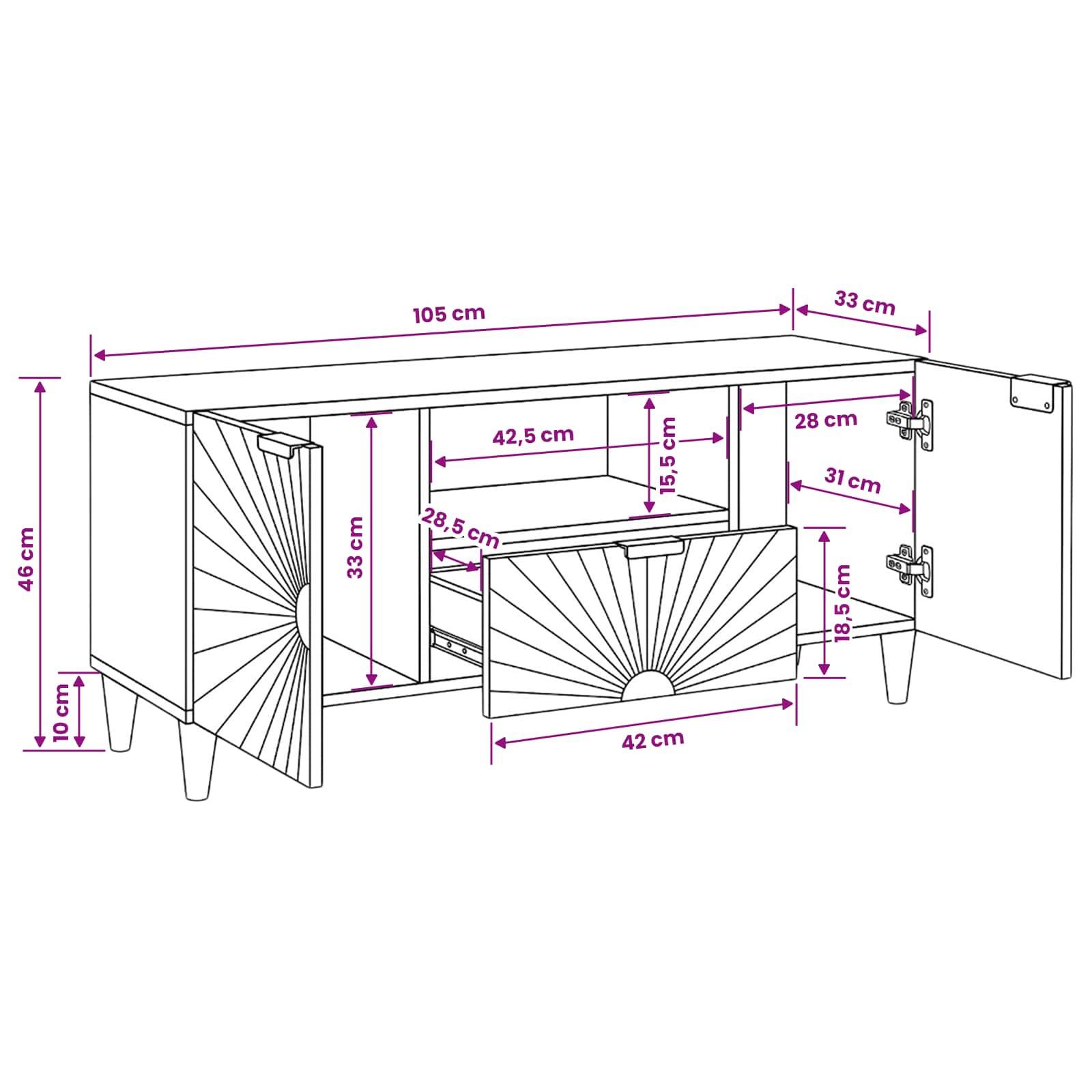 vidaXL TV-Schränk Schwarz und Gold 105 x 33 x 46 cm Holzwerkstoff