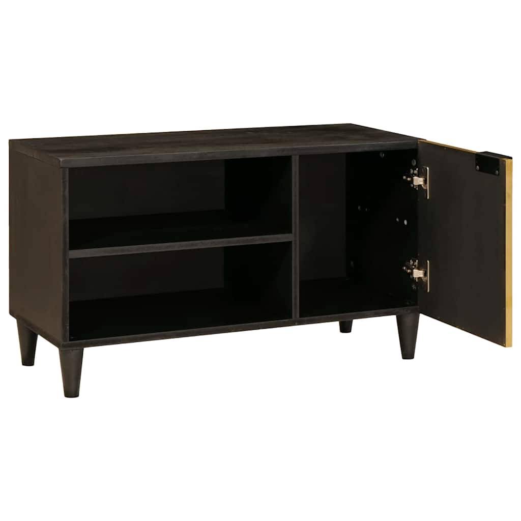 vidaXL TV-Schränk Schwarz und Gold 80 x 33 x 46 cm Holzwerkstoff