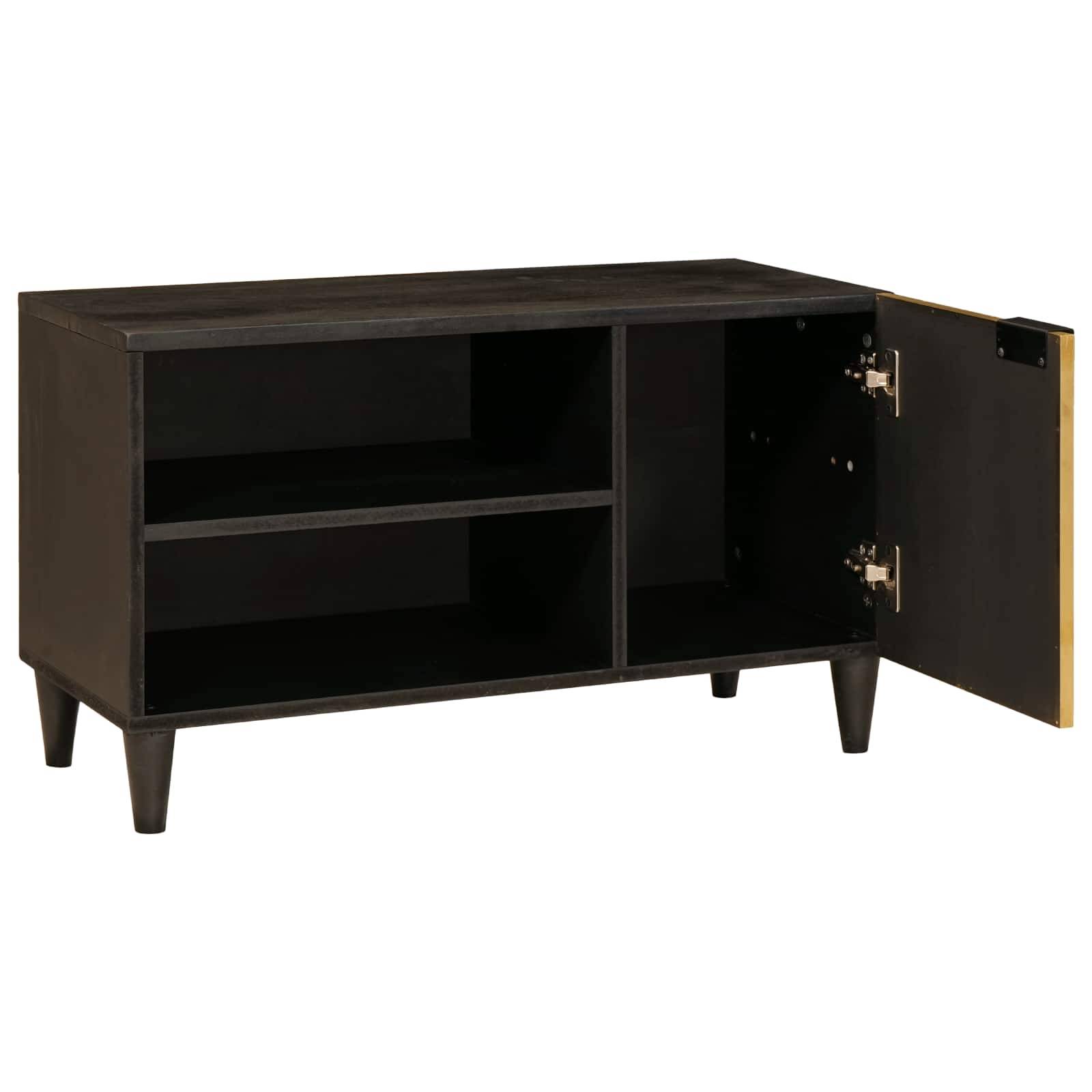 vidaXL TV-Schränk Schwarz und Gold 80 x 33 x 46 cm Holzwerkstoff