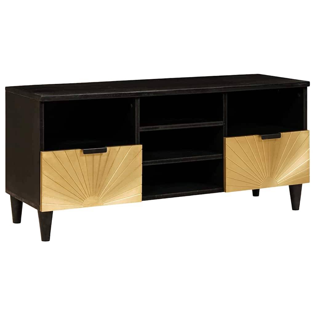 vidaXL TV-Schränk Schwarz und Gold 100 x 33 x 46 cm Holzwerkstoff