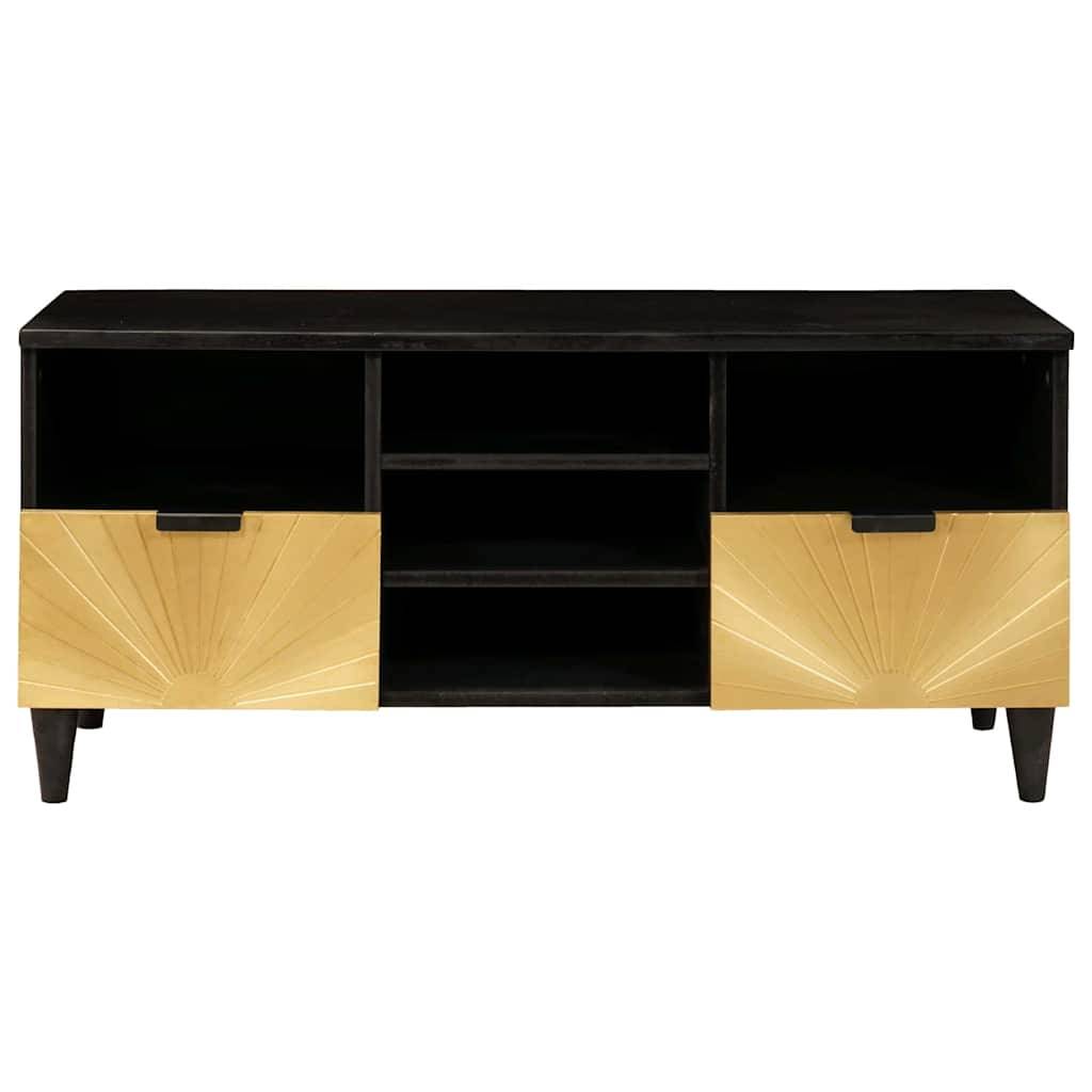 vidaXL TV-Schränk Schwarz und Gold 100 x 33 x 46 cm Holzwerkstoff