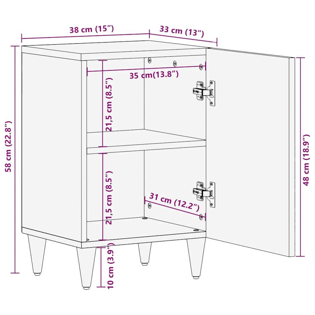 vidaXL Badezimmerschrank Schwarz 38 x 33 x 58 cm Massivholz Mango