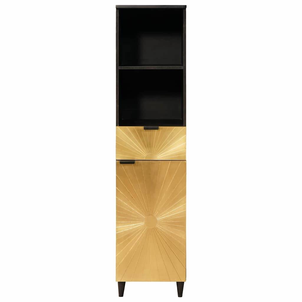 vidaXL Badezimmerschrank mit Regal Schwarz und Gold 38 x 33 x 160 cm