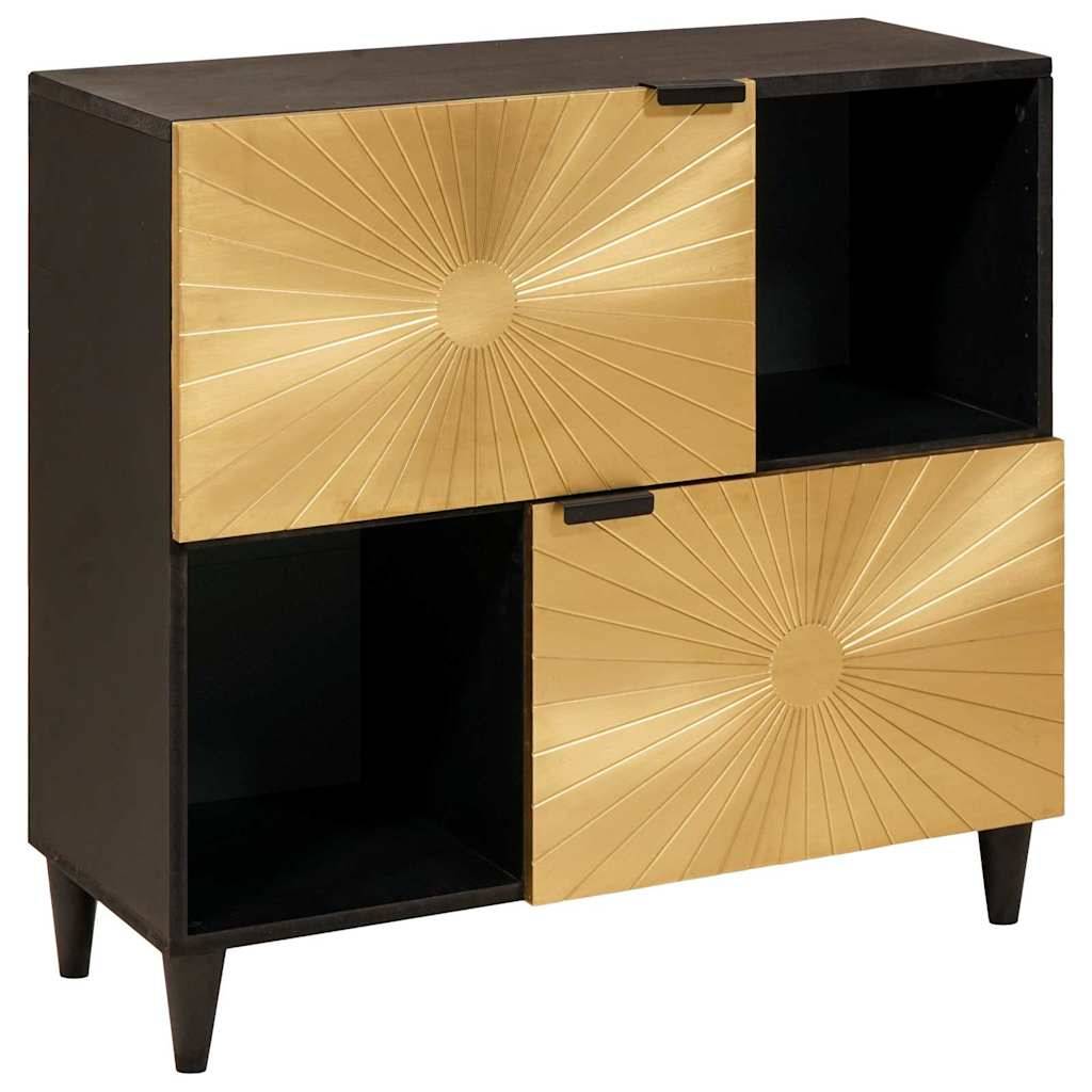 vidaXL Seitenschrank mit Regal Schwarz und Gold 80 x 33,5 x 75 cm
