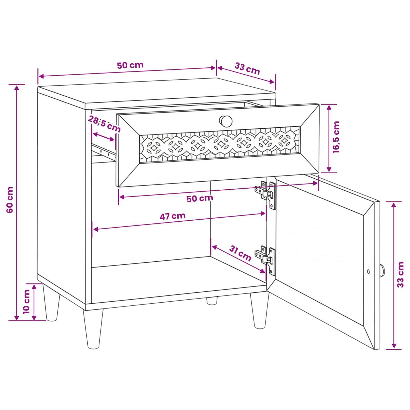 vidaXL Nachttisch Hellbraun 50 x 33 x 60 cm Holzwerkstoff