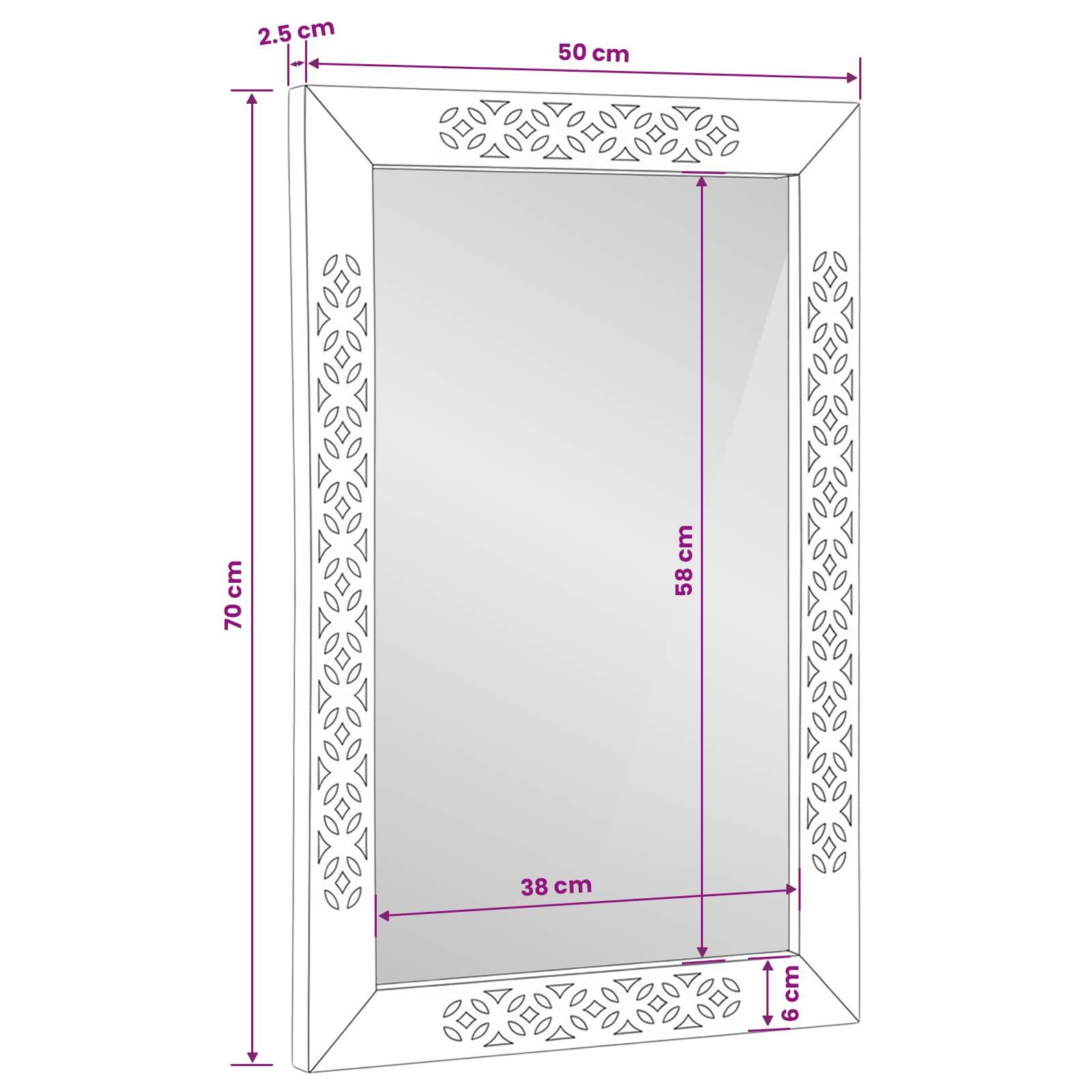 vidaXL Wandspiegel Rechtwinklig 70 x 50 cm Ingenieurholz und Glas