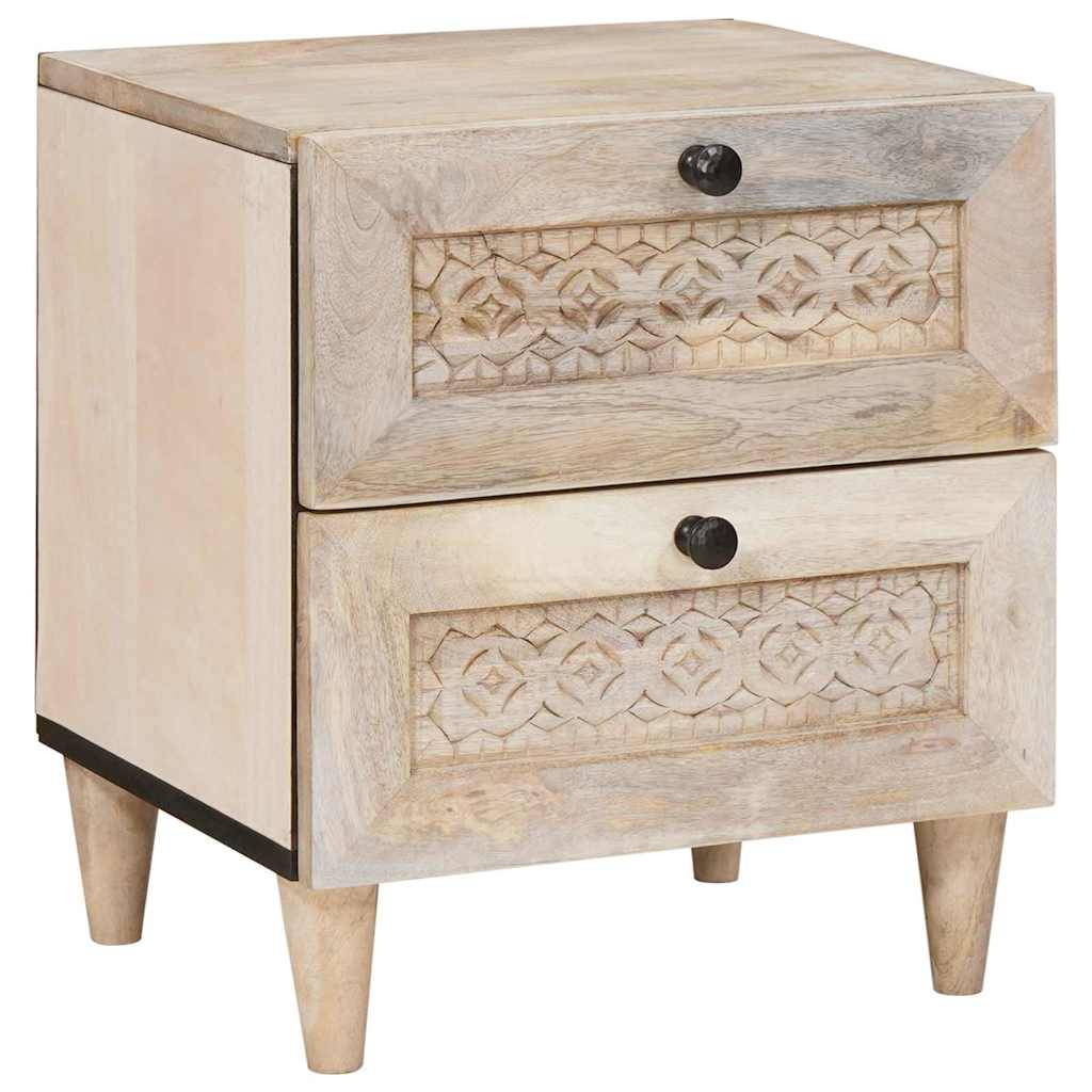 vidaXL Nachttisch Beige 40 x 33 x 46 cm Massivholz Akazie
