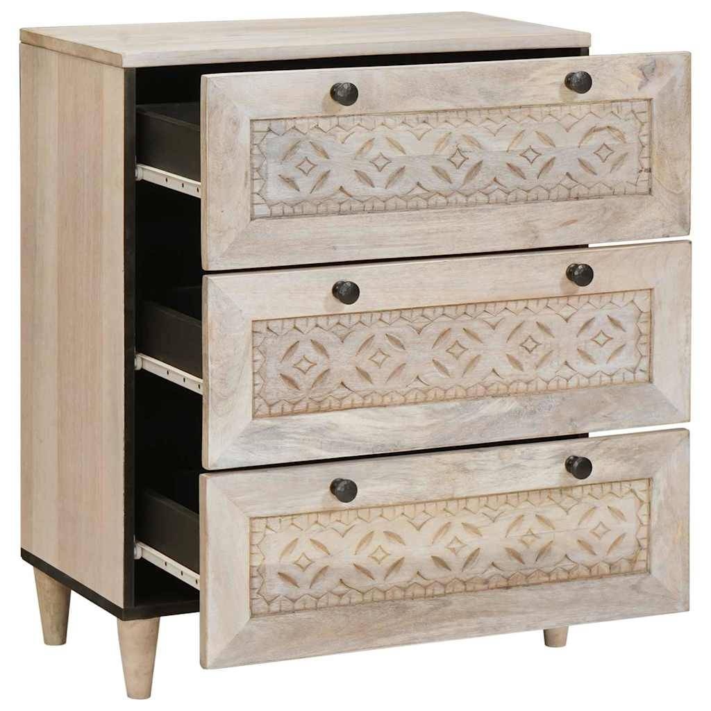 vidaXL Sideboard Weiß 60 x 33 x 75 cm massives Mangoholz