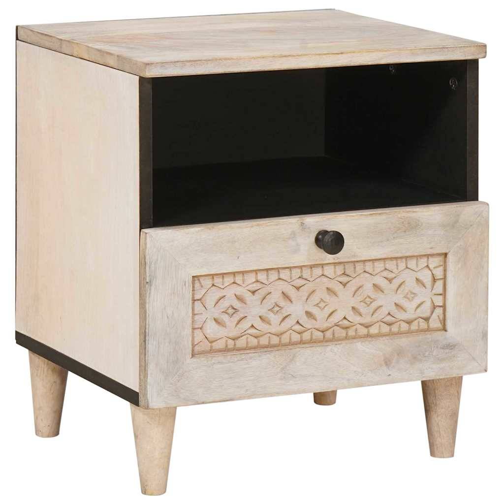 vidaXL Nachttisch Beige 40 x 33 x 46 cm Massivholz Akazie