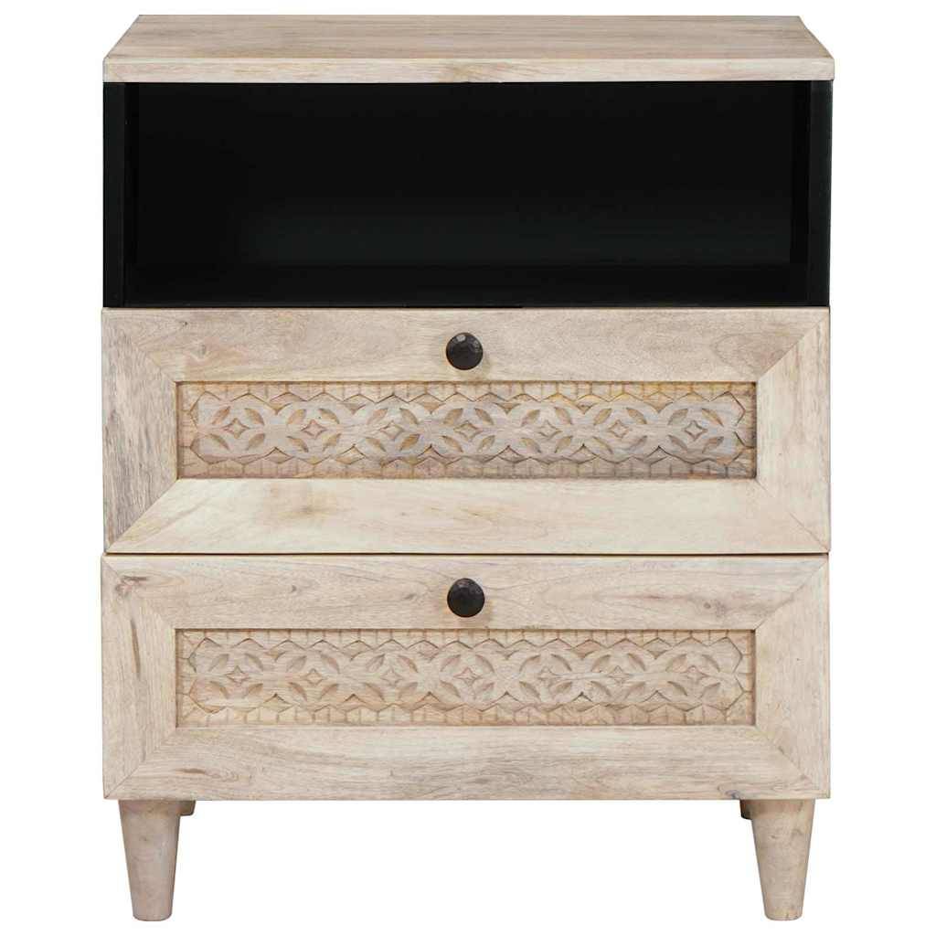 vidaXL Nachttisch mit Regal Beige 50 x 33 x 62 cm Massivholz Akazie