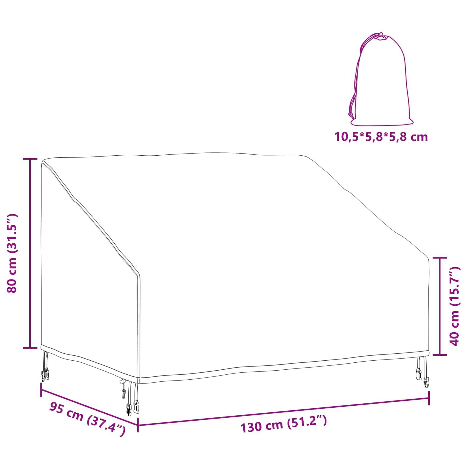Schutzhülle für Gartenmöbel. Abmessungen: 130 cm (51,2