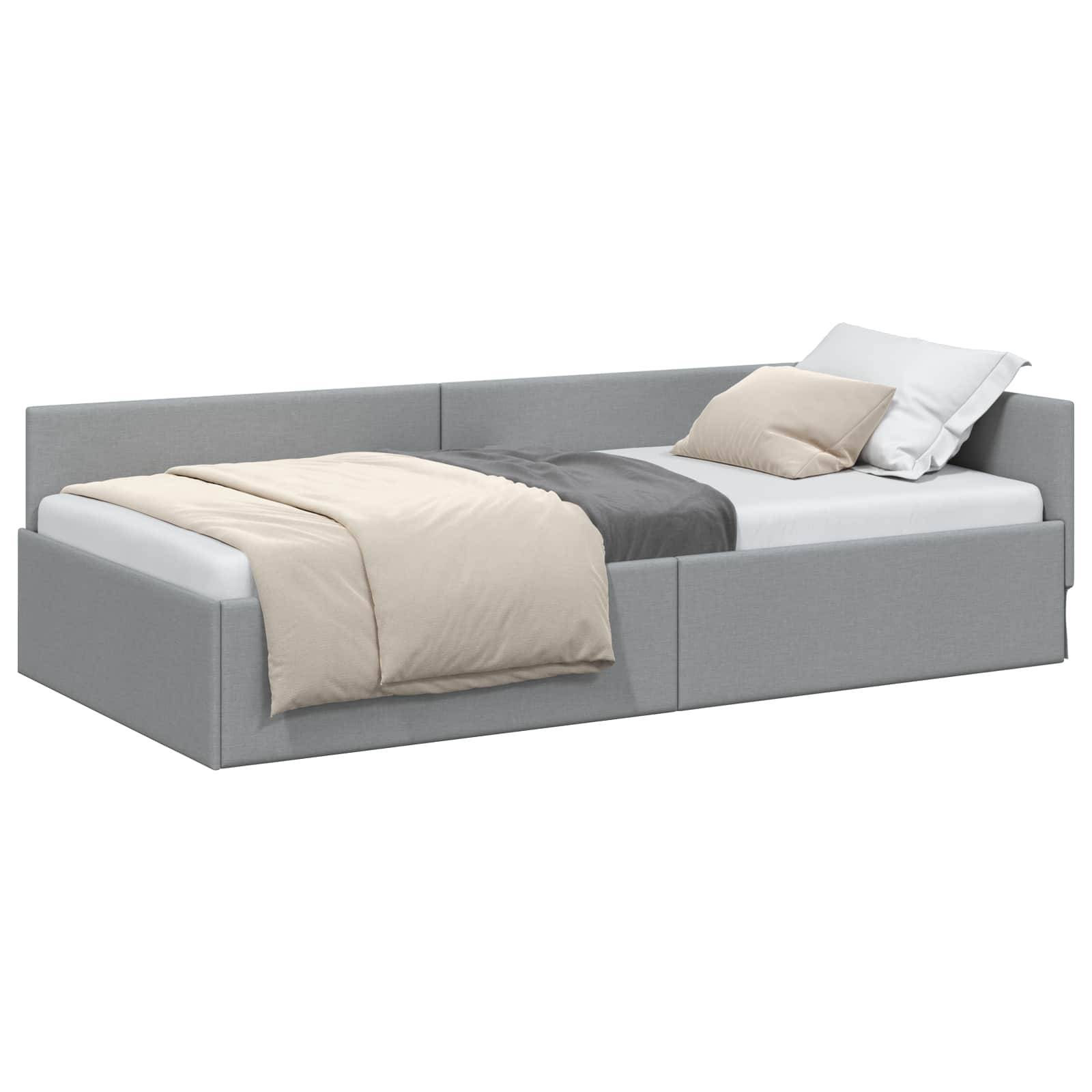 vidaXL Eckbettgestell mit Kopfteil Hellgrau 80 cm x 200 cm Stoff