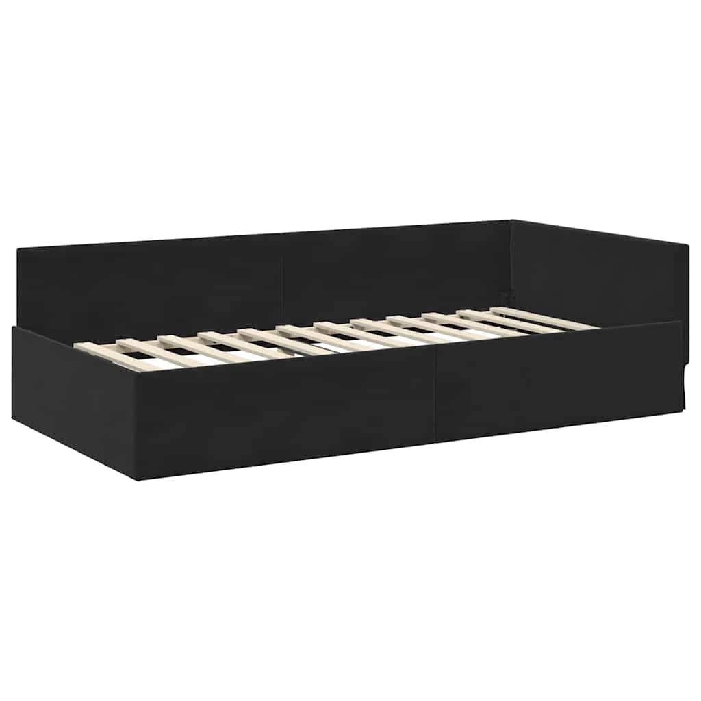 vidaXL Eckbettgestell mit Kopfteil Schwarz 80 cm x 200 cm Samt