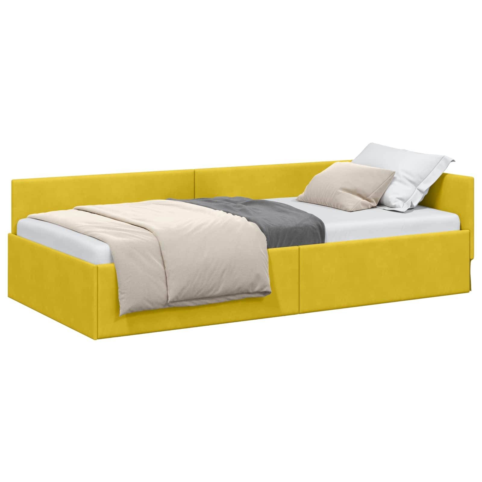 vidaXL Eckbettgestell mit Kopfteil Gelb 80 cm x 200 cm Samt
