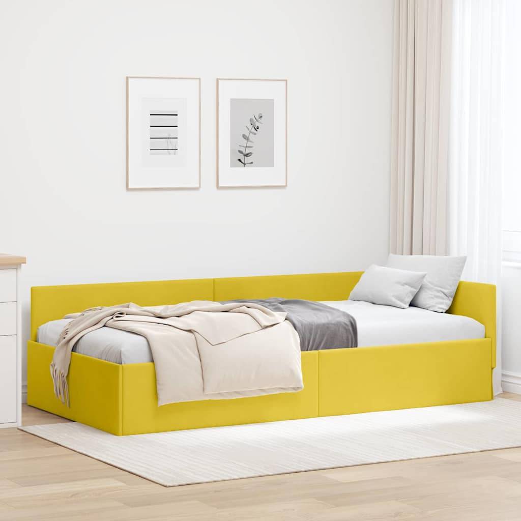 vidaXL Eckbettgestell mit Kopfteil Gelb 80 cm x 200 cm Samt