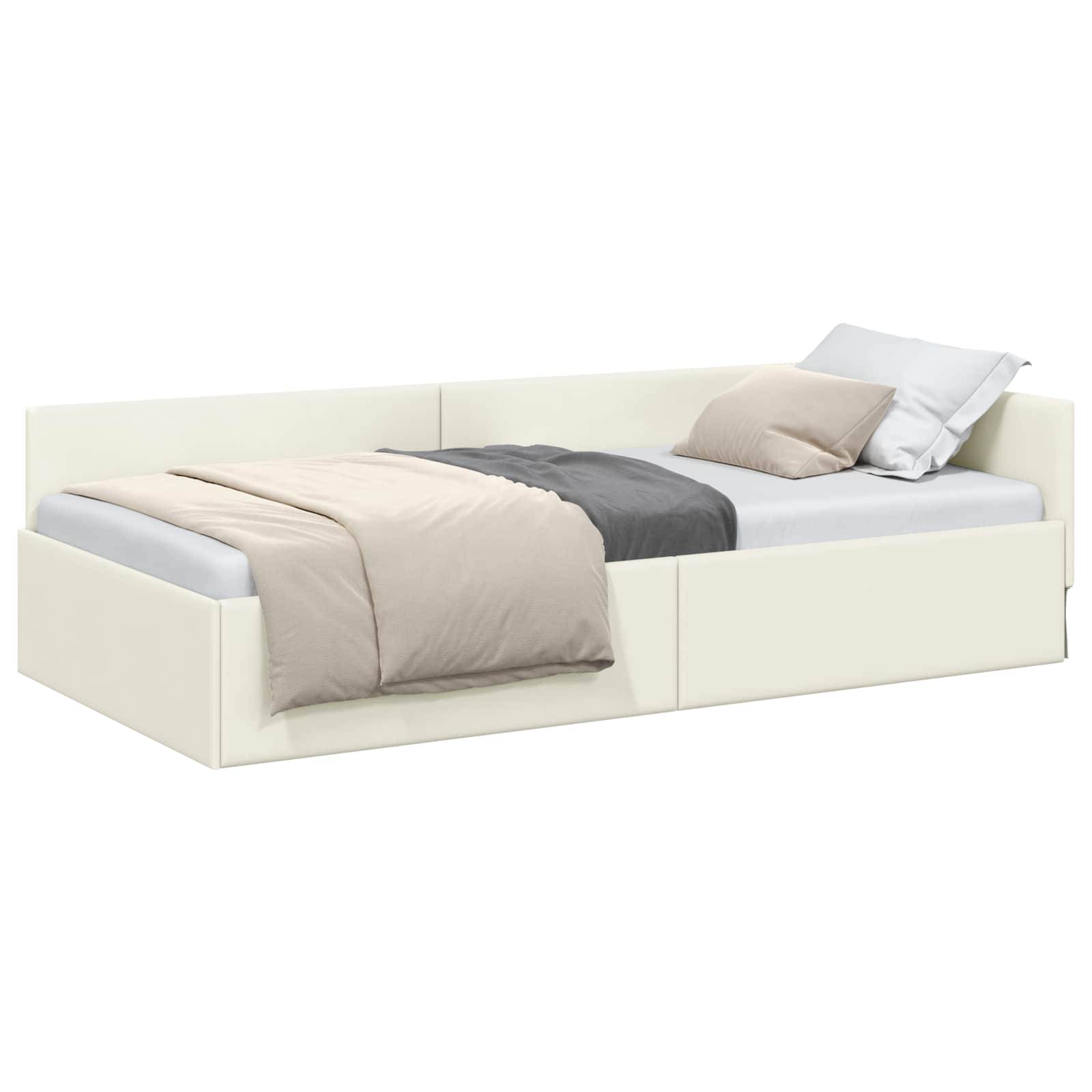 vidaXL Eckbettgestell mit Kopfteil Creme 90 cm x 200 cm Samt