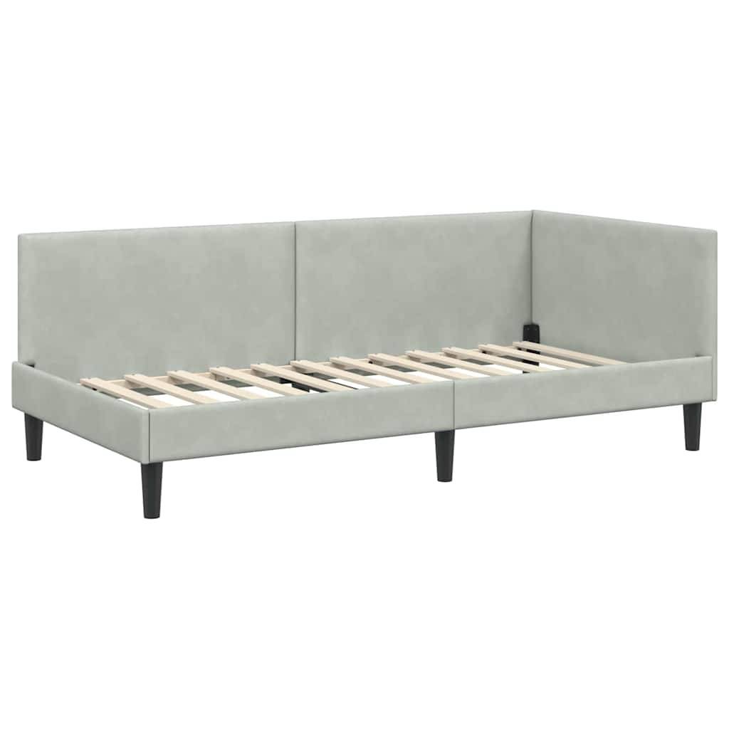 vidaXL Eckbettgestell mit Kopfteil Hellgrau 80 cm x 200 cm Samt