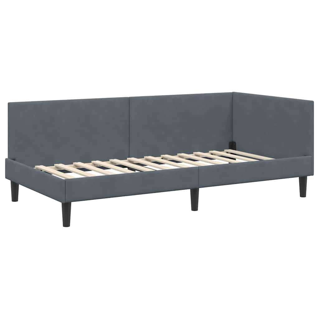vidaXL Eckbettgestell mit Kopfteil Dunkelgrau 80 cm x 200 cm Samt