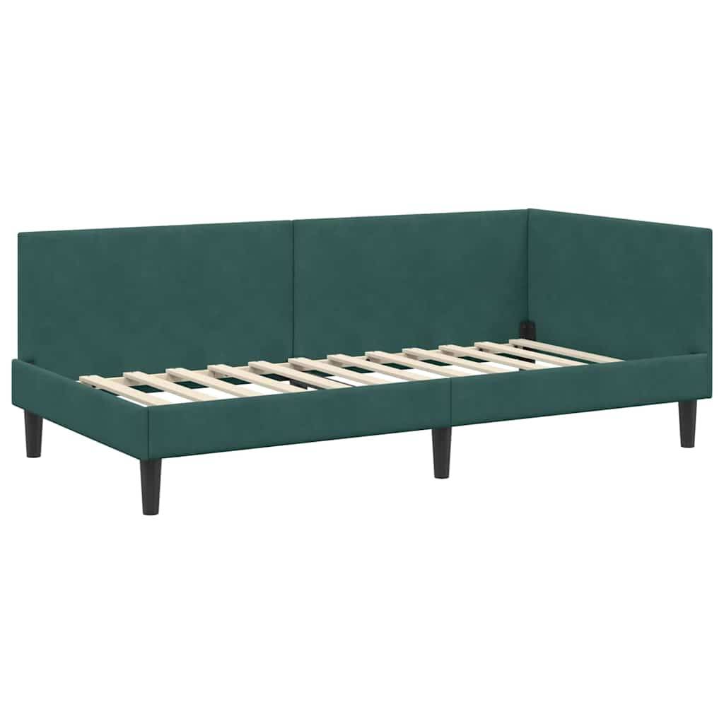 vidaXL Eckbettgestell mit Kopfteil Dunkelgrün 80 cm x 200 cm Samt