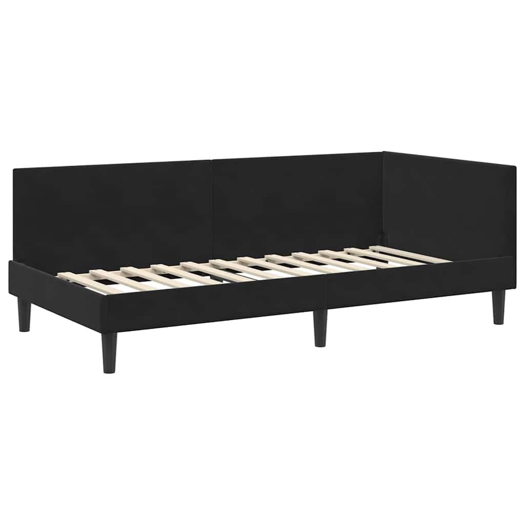 vidaXL Eckbettgestell mit Kopfteil Schwarz 90 cm x 190 cm Samt