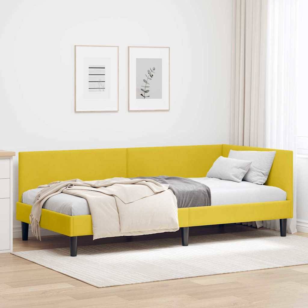 vidaXL Eckbettgestell mit Kopfteil Gelb 80 cm x 200 cm Samt