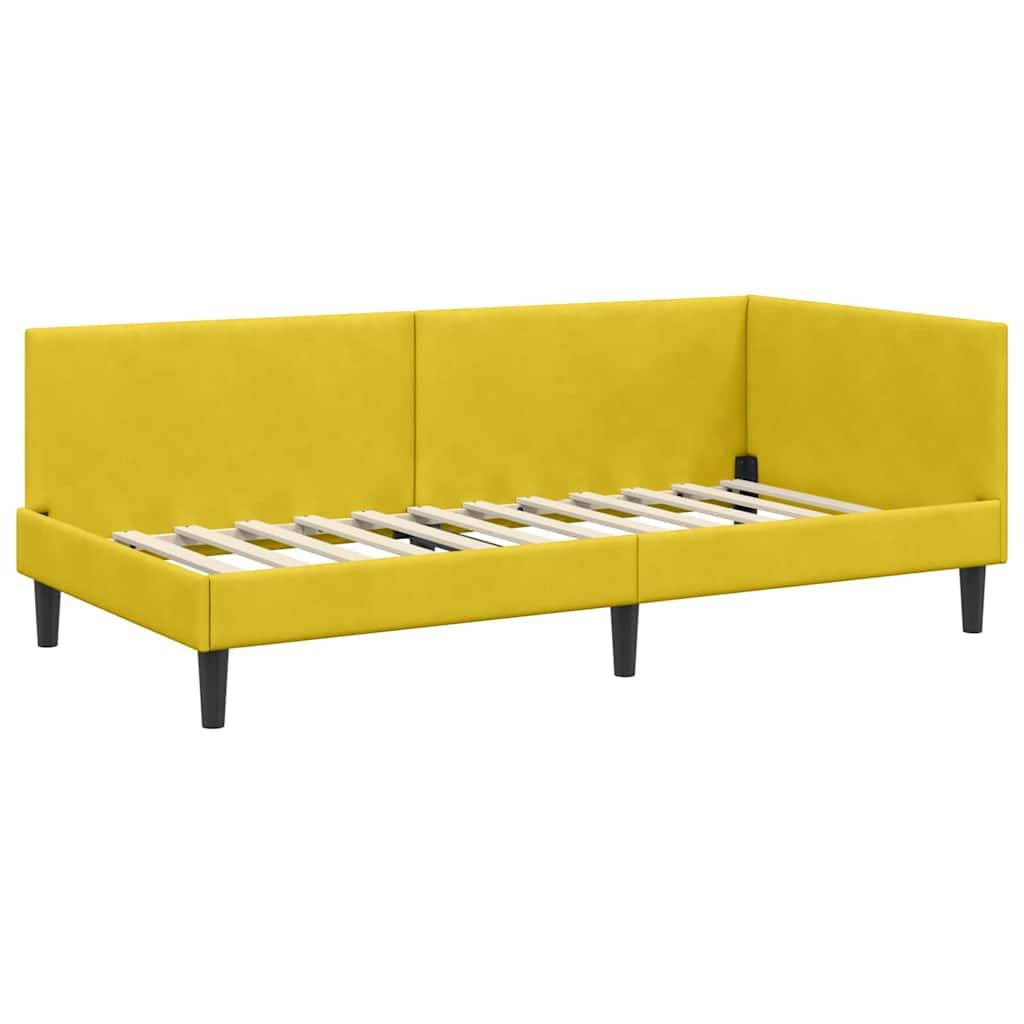 vidaXL Eckbettgestell mit Kopfteil Gelb 90 cm x 200 cm Samt
