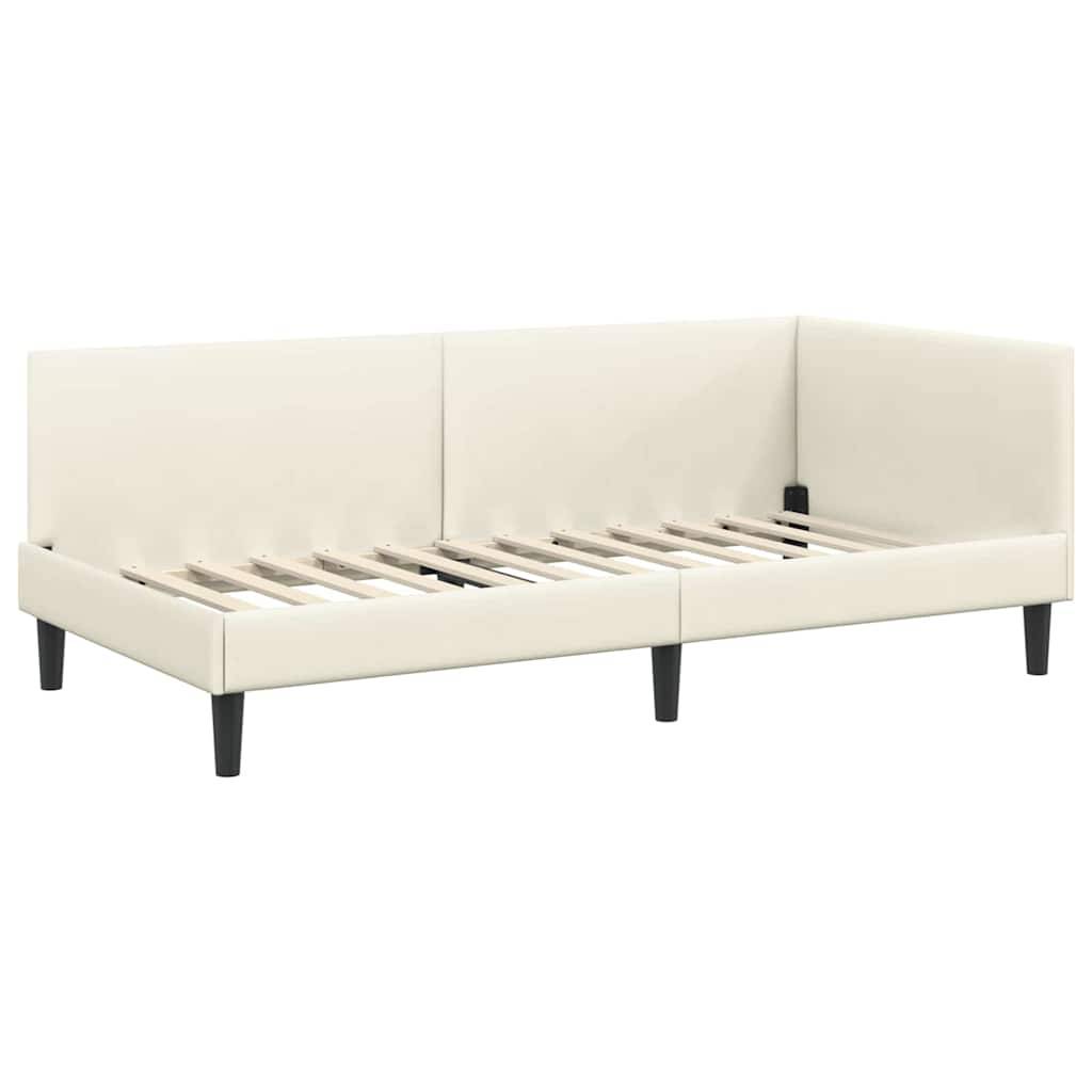 vidaXL Eckbettgestell mit Kopfteil Creme 90 cm x 190 cm Samt