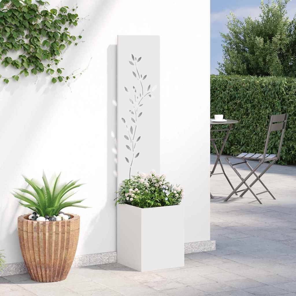 vidaXL Garten Sichtschutz-Leinwand Floral Weiß 32 x 32 x 150 cm