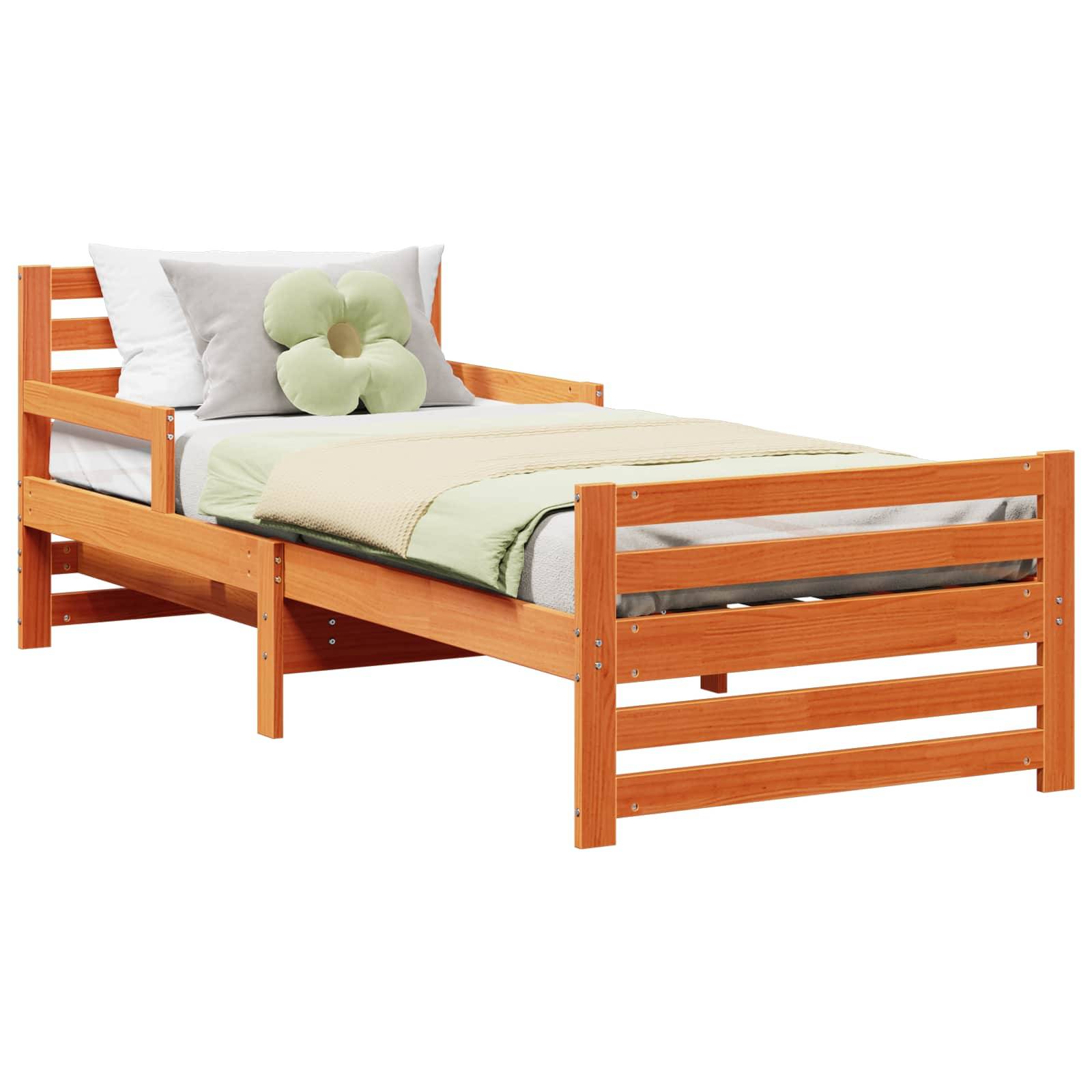 vidaXL Bettrahmen mit Kopfteil Wachsbraun 80 x 200 cm Holzwerkstoff