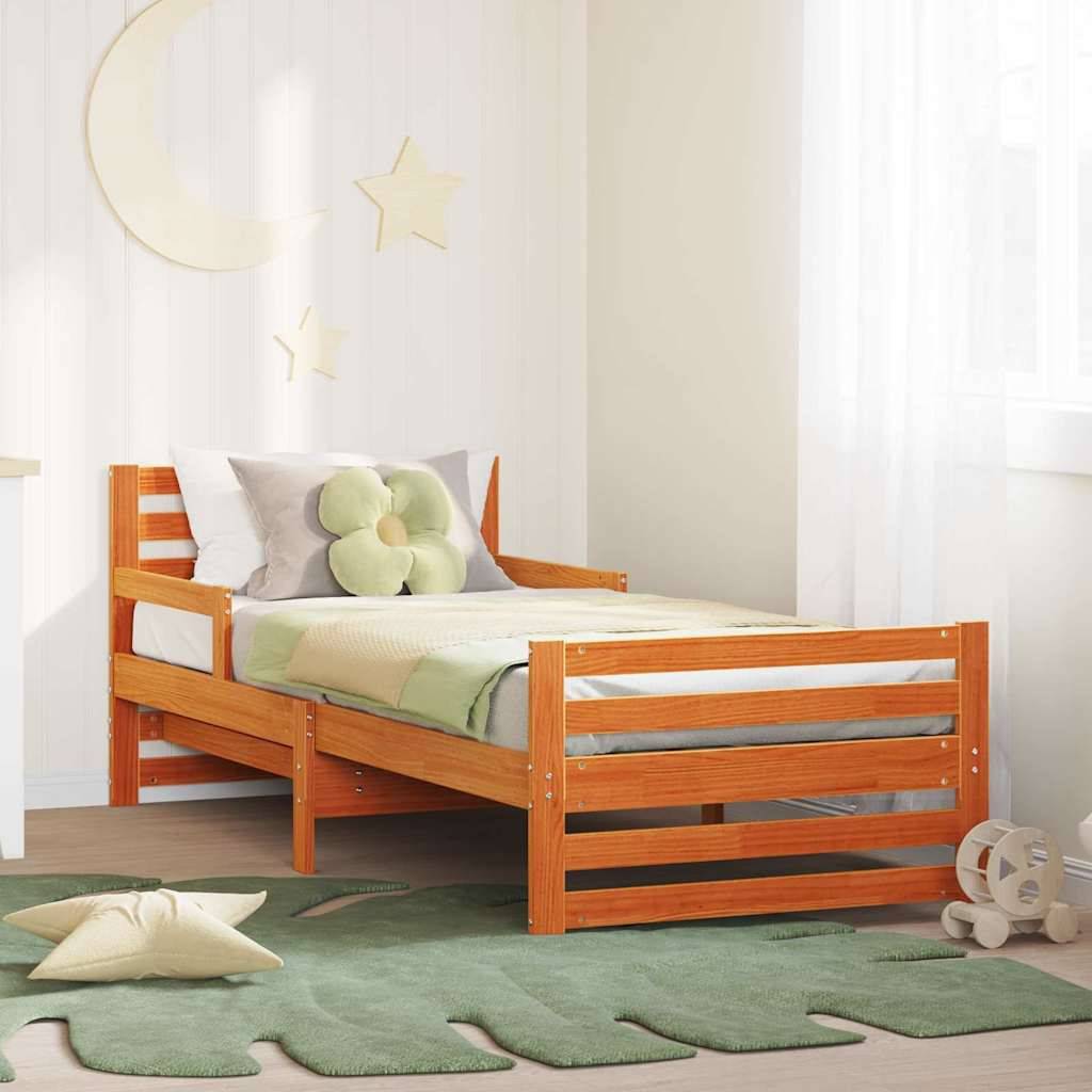 vidaXL Bettrahmen mit Kopfteil Wachsbraun 80 x 200 cm Holzwerkstoff