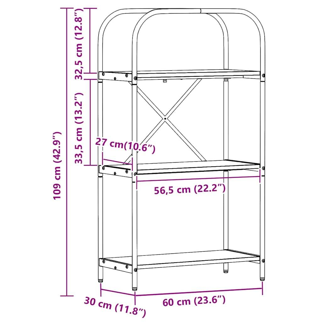 vidaXL Bücherregal Graues Sonoma 60 x 30 x 109 cm Holzwerkstoff