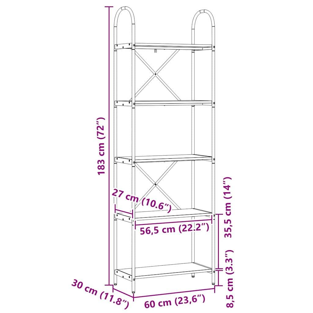 vidaXL Bücherregal Sonoma-Eiche 60 x 30 x 183 cm Holzwerkstoff